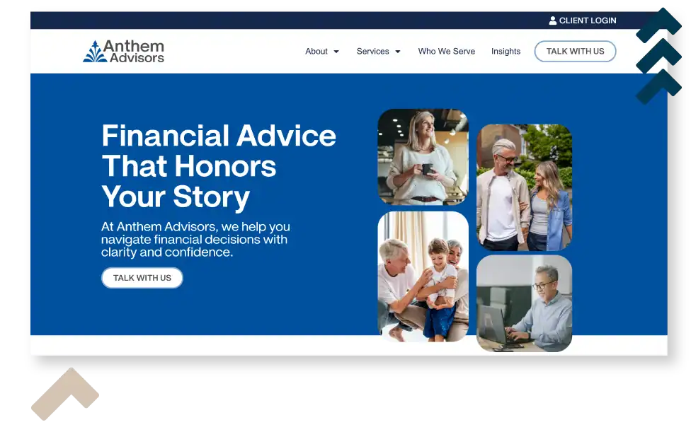 Anthem Advisors homepage mockup