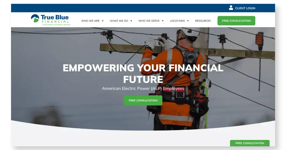 True Blue Financial website done by Hughes Integrated