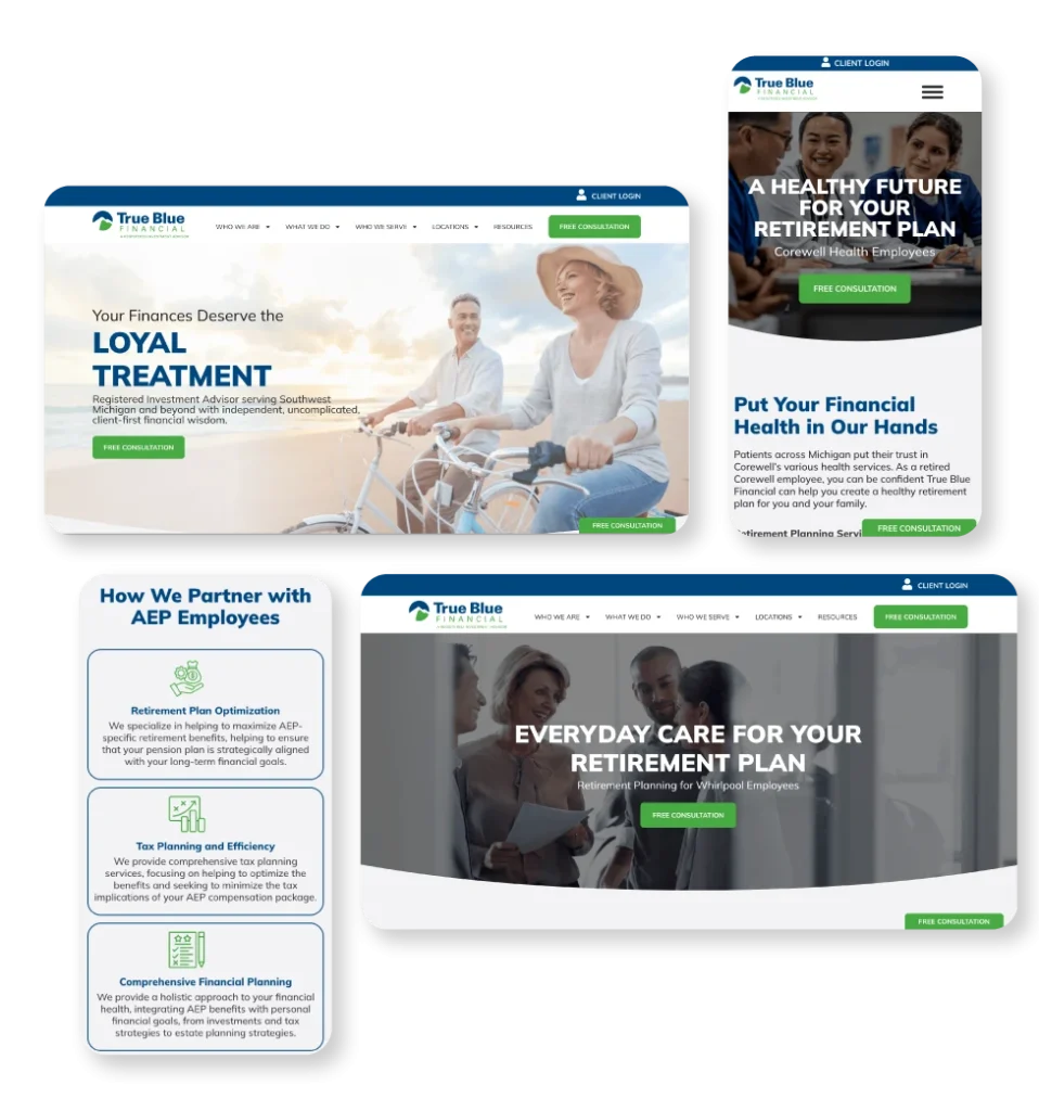 True Blue Financial website done by Hughes Integrated