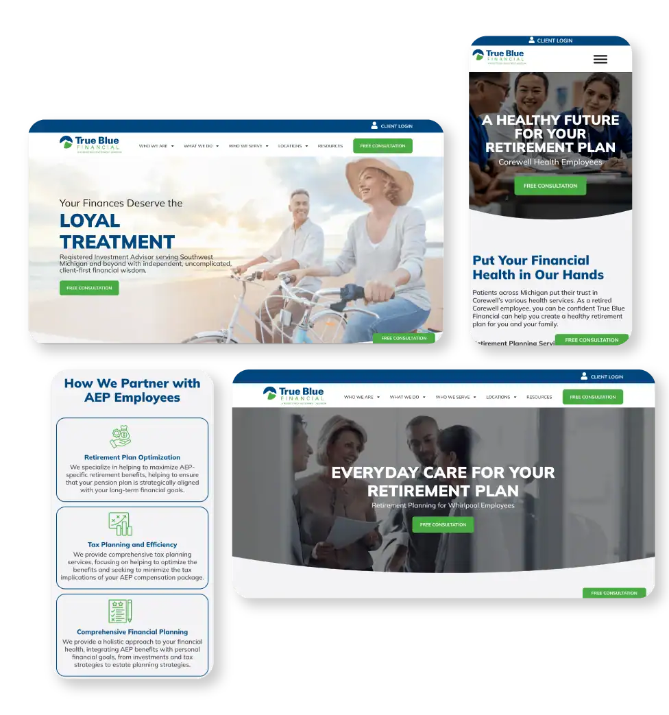 True Blue Financial website done by Hughes Integrated